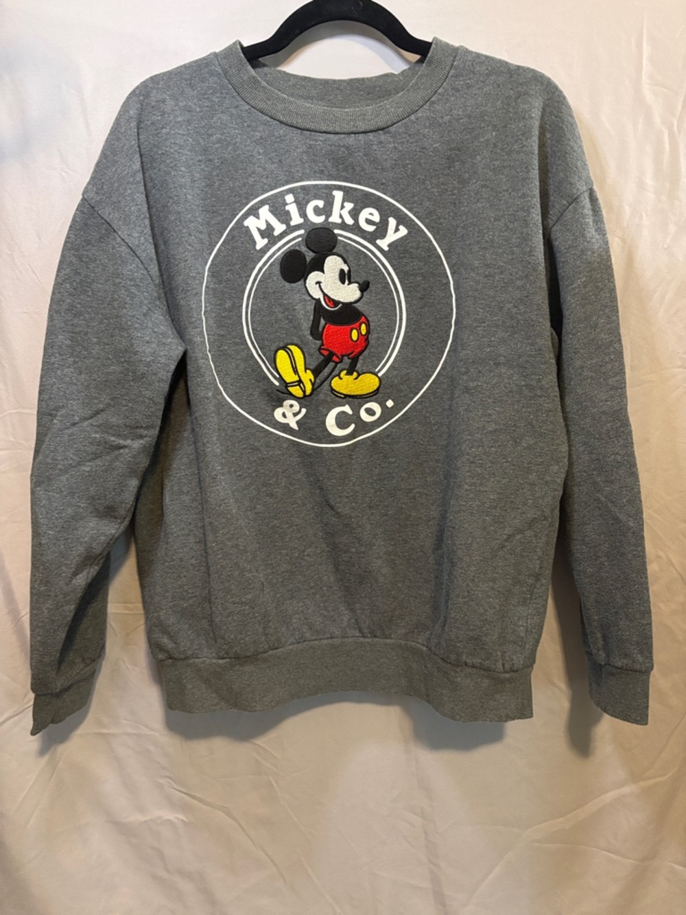 Disney Gray Crewneck Sweatshirt with embroidered Mickey